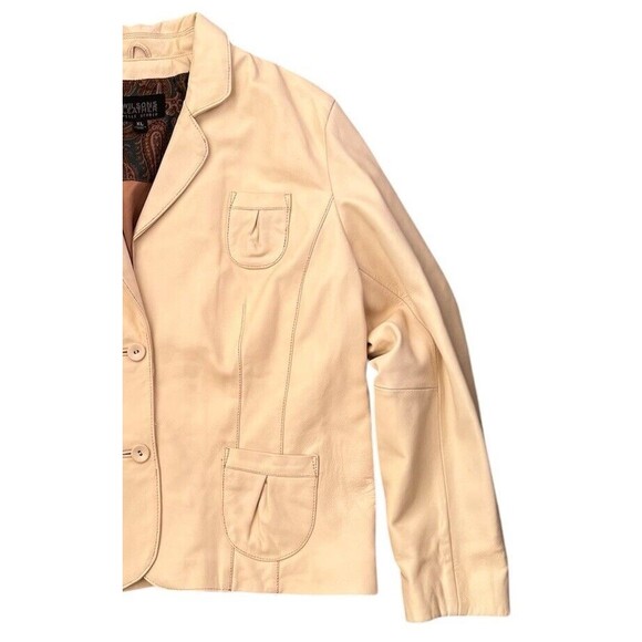 Wilsons Pelle Studio Cream Off White Leather Button Front Jacket Womens Size XL - Picture 9 of 9